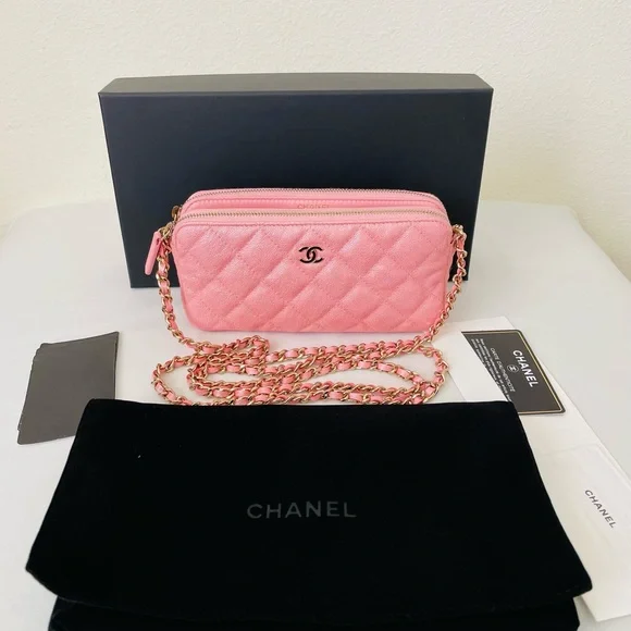 Chanel Pink Iridescent Clutch with Chain - Picture 1 of 14